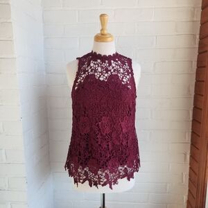 NWT Apricot Brand Open Lace Lined Tank Maroon Size Small